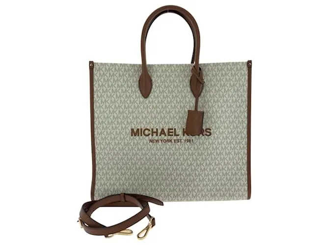 Borsa tote marrone e bianca Michael Kors Bianco