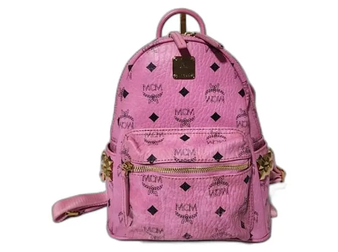 MCM Visetos Zaino Small Stark con Borchie Laterali Rosa