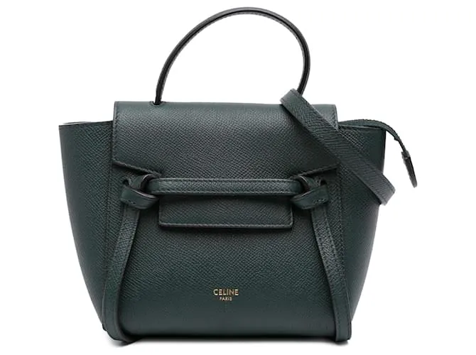 Céline Belt bag in pelle di vitello grana verde Celine Pico Verde scuro