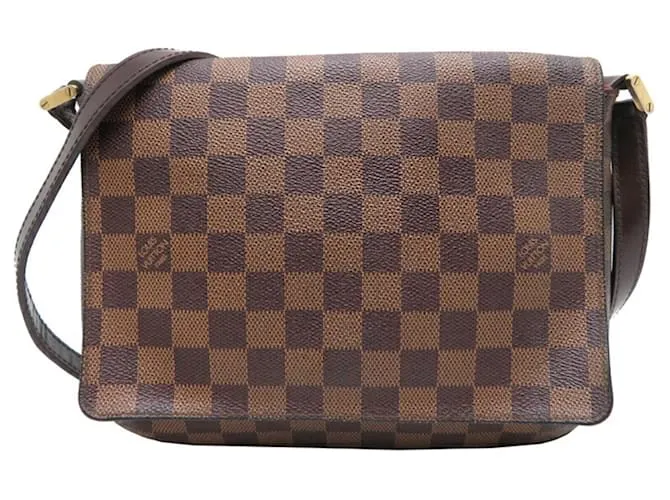 Borsa a Spalla Lunga Musette Tango di Louis Vuitton Marrone Damier ebene