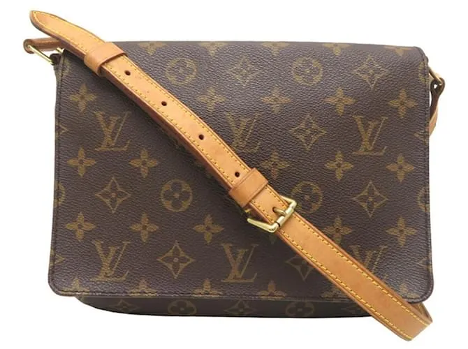 Borsa a spalla corta Musette Tango Louis Vuitton Marrone Monogramma