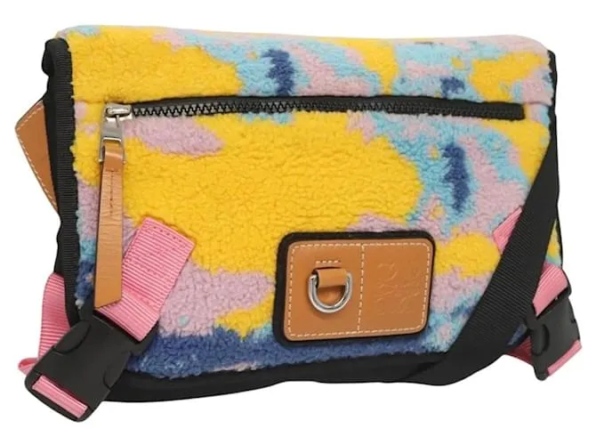 LOEWE Borsa Messenger Anagram Piccola in Lana Nera Argento Auth 132972M Nero