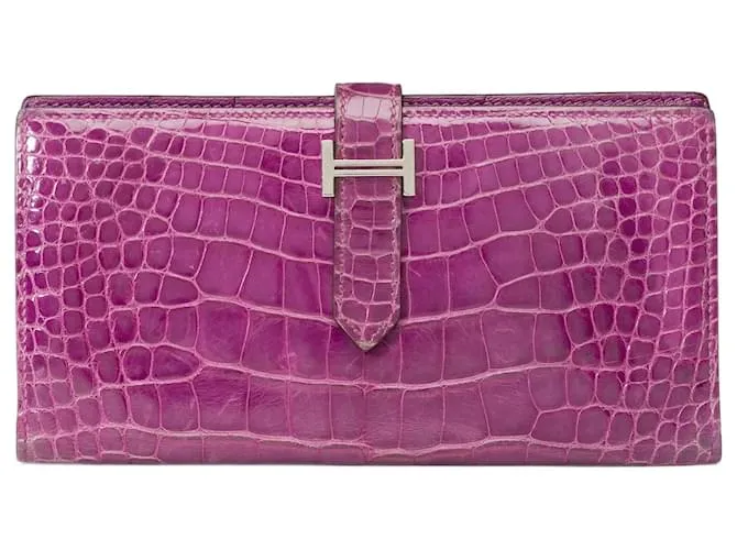 Béarn Hermès Accessorio HERMES Bearn in Pelle Esotica Viola - 101993 Porpora
