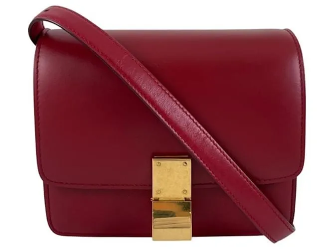 Classic Box Céline Borsa a spalla in pelle classica Celine Rosso