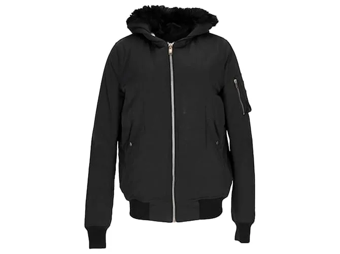 Giacca Bomber con Cappuccio in Piuma d'Oca Rick Owens in Nylon Nero