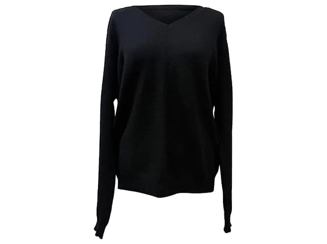 Maglione in lana nera a V di Dries Van Noten Nero