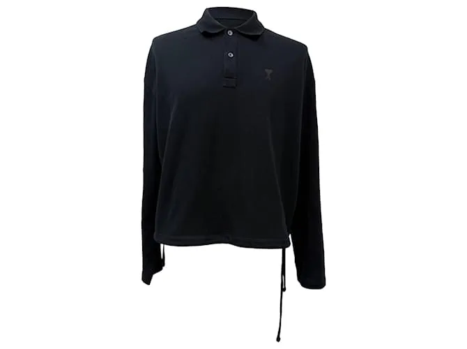 Polo a maniche lunghe Ami Ami De Cœur in cotone nero