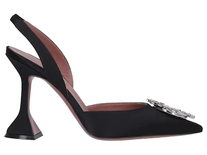 Pumps Slingback in Satin Begum 95 Amina Muaddi Nero