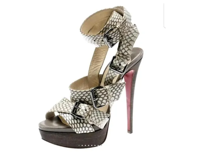 Sandali con piattaforma strappy Cobra Toutenkaboucle beige Christian Louboutin Taglia 38 Multicolore