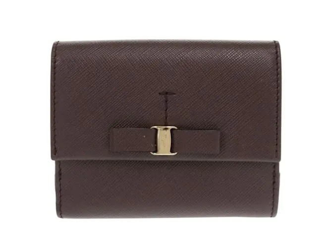 Portafoglio bifold in pelle Vara Ribbon di Salvatore Ferragamo Bordò