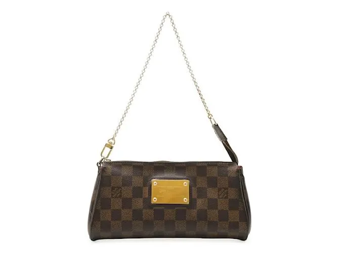 Borsa a spalla con catena Damier Eva di Louis Vuitton Marrone Damier ebene