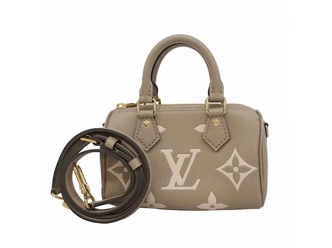 Borsa a mano Nano Speedy bicolore in Monogram Empreinte Louis Vuitton Grigio Crudo