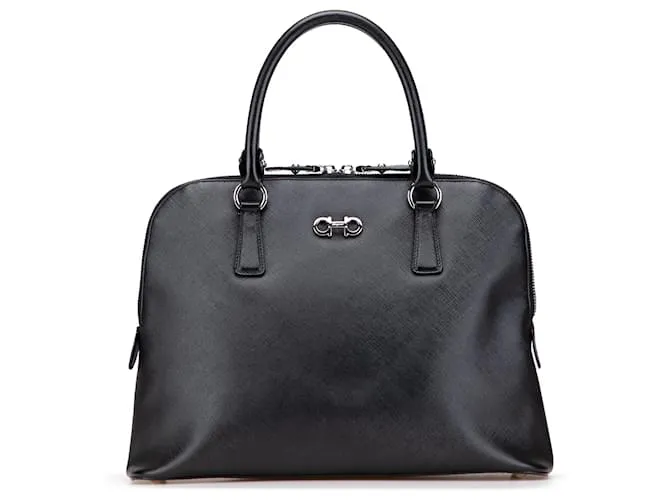 Salvatore Ferragamo Borsa a mano in pelle nera Gancini di Ferragamo Nero