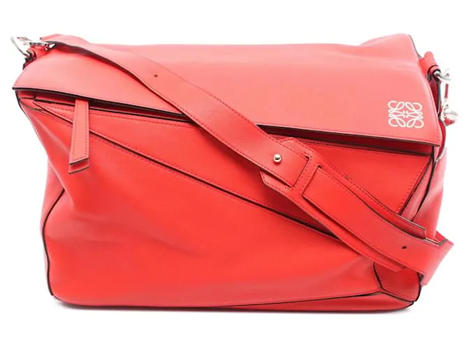 LOEWE Grande Borsa Puzzle in Pelle di Vitello Rossa Rosso