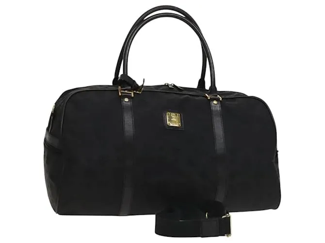 Borsa a spalla MCM Vicetos Logogram Nylon 2way Nero Oro Auth 128228 D'oro