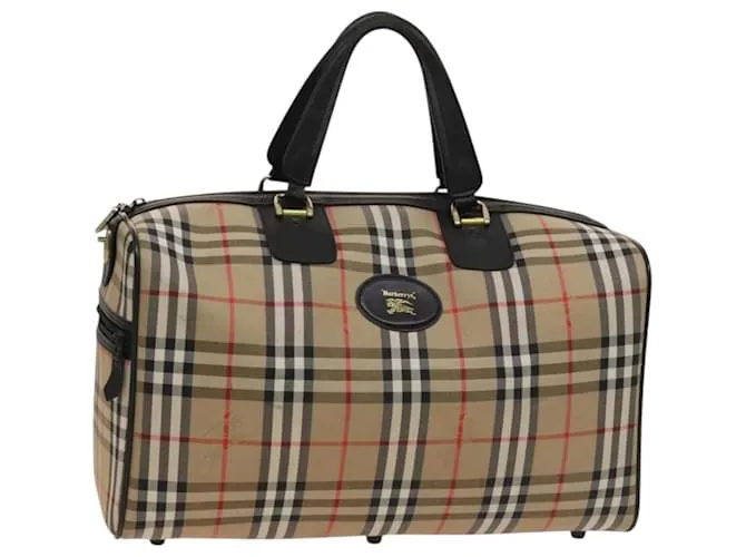 Autre Marque Borsa Boston in tela beige con motivo Nova Check di Burberrys, oro, Auth 131030 D'oro