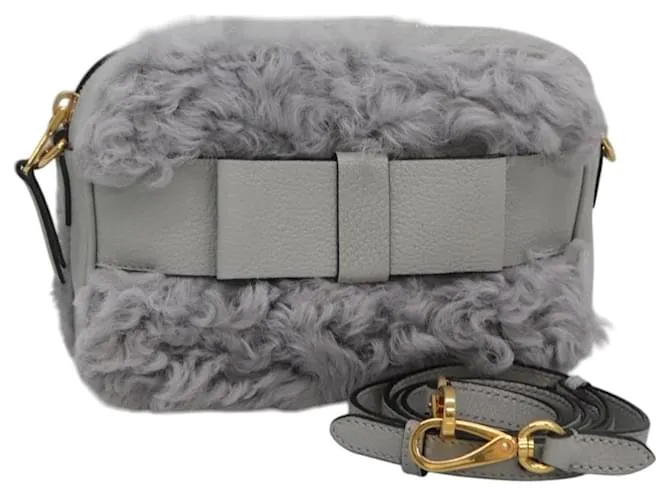 Borsa a Spalla Miu Miu in Pelle Grigia Auth BD1196AV Marrone