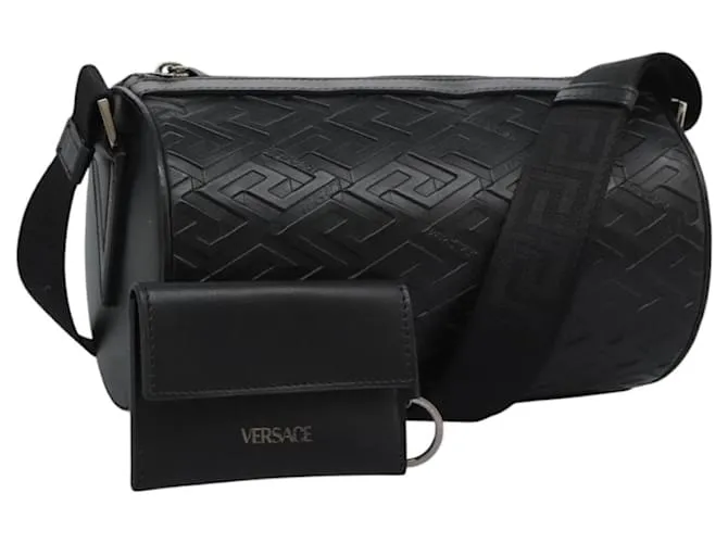 Versace Borsa a Spalla in Pelle Nera Argento Auth 114762 Nero