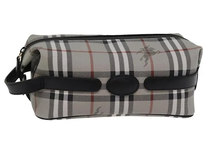 Autre Marque Borsa clutch in PVC a quadri Nova Check di Burberrys grigia Auth 77007V Marrone
