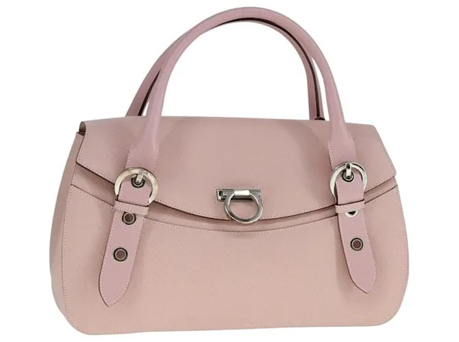 Borsa a mano Gancini in pelle rosa Salvatore Ferragamo Auth 108902V
