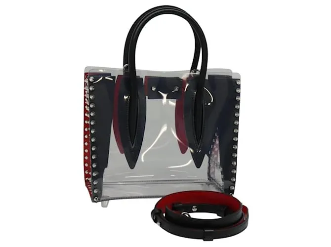 Borsa a mano in vinile 2 in 1 trasparente Auth BA154A Christian Louboutin