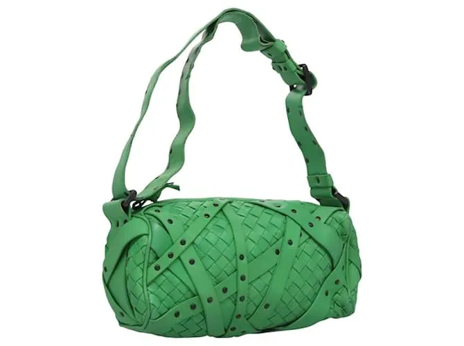 Autre Marque Borsa a Spalla in Pelle Intrecciato BOTTEGA VENETA Verde Auth EC612V