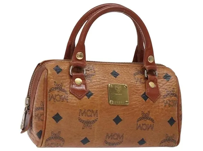 Borsa MCM Logogram Vicetos in pelle PVC marrone oro Auth 131735 D'oro