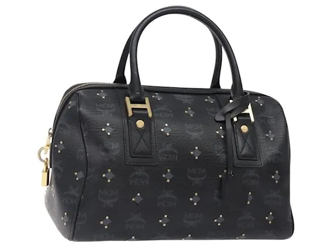 Borsa MCM Logogram Vicetos PVC Nero Oro Auth yk18623 D'oro