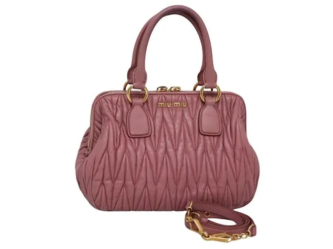 Borsa Miu Miu Matelassé in pelle 2 in 1 rosa oro Auth 116136 D'oro