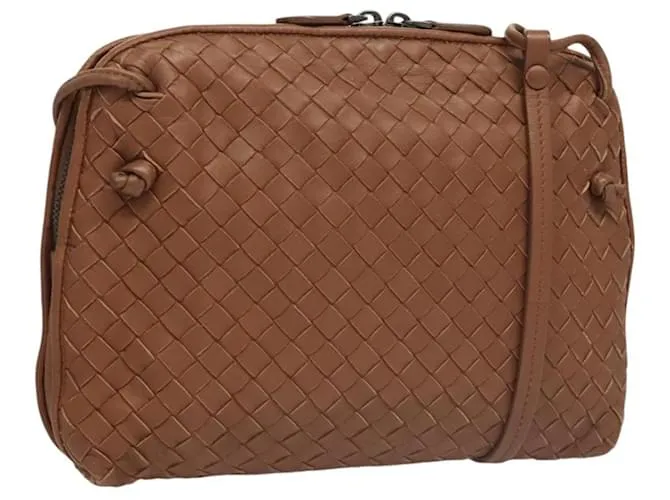 Autre Marque Borsa a Spalla in Pelle Marrone INTRECCIATO di BOTTEGA VENETA Auth ep8637V