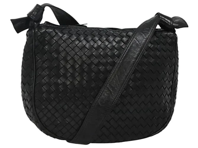 Autre Marque BORSO A SPALLA IN PELLE INTRECCIATO BOTTEGA VENETA Vintage Nero Oro Auth yk17502V D'oro