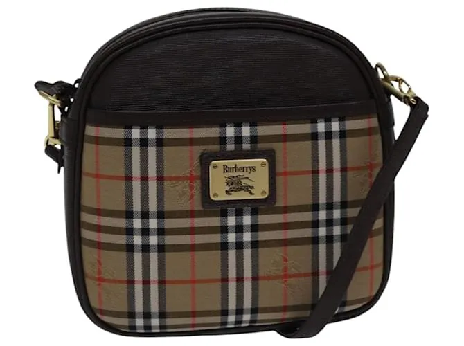 Autre Marque Borsa a Spalla Burberrys Nova Check in Tela Beige Marrone Auth ki4917AV