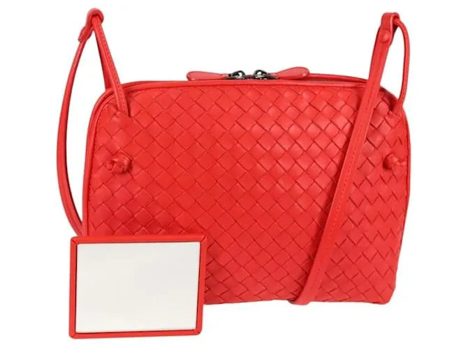 Autre Marque BORSA A SPALLA BOTTEGA VENETA INTRECCIATO Pelle Rossa Oro Auth 132173V Rosso D'oro