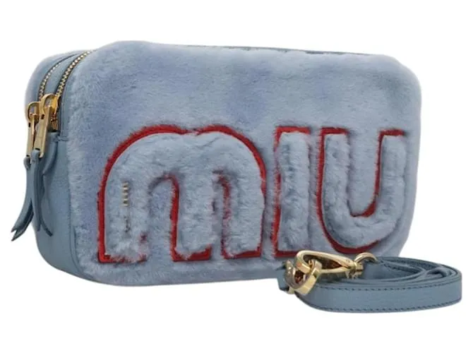 Borsa a Spalla Miu Miu in Pelle Blu Auth 115401AV