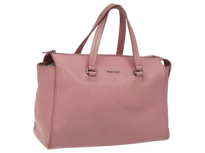Borsa a Mano Miu Miu in Pelle Rosa Argento Auth hk2192V