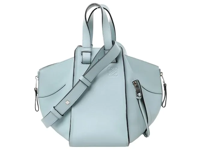 LOEWE Hammock Piccola Borsa in Pelle 2Mani in Blu Chiaro