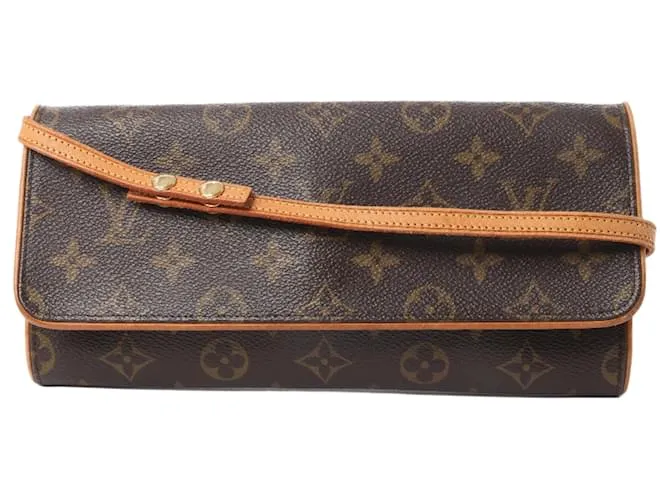 Borsa a spalla Pochette Twin GM in tela Monogram Louis Vuitton M51852 Marrone