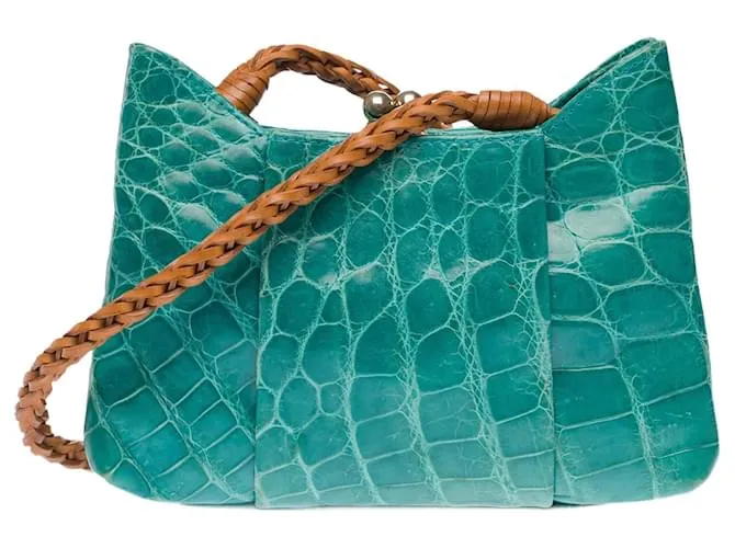 Autre Marque Borsa NON FIRMATA in Coccodrillo Verde - 102731