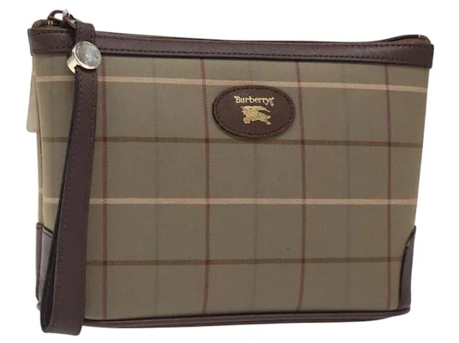 Autre Marque Borsa clutch in tela beige con motivo Nova Check di Burberrys, oro, autentica bs28024 D'oro