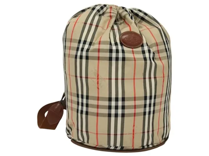 Autre Marque Zaino in tela beige con motivo Nova Check Burberrys oro Auth bs28015 D'oro