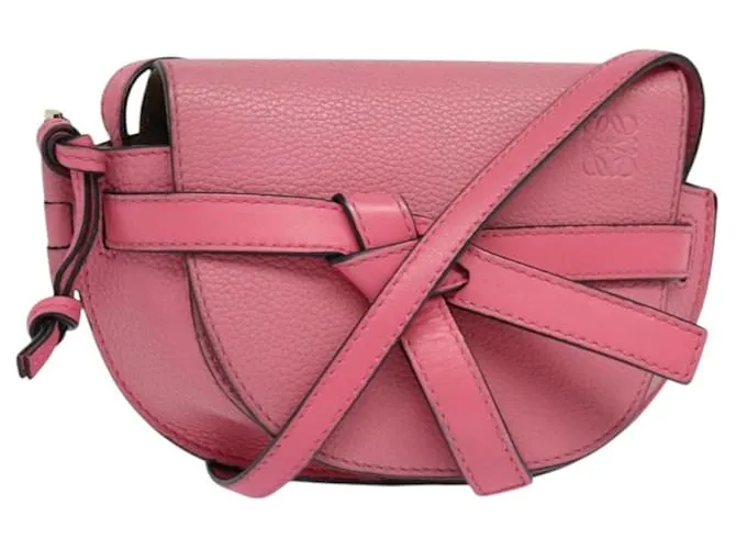 LOEWE Mini Gate bag Anagram Borsa a Spalla in Pelle Rosa Oro Auth 132971M D'oro