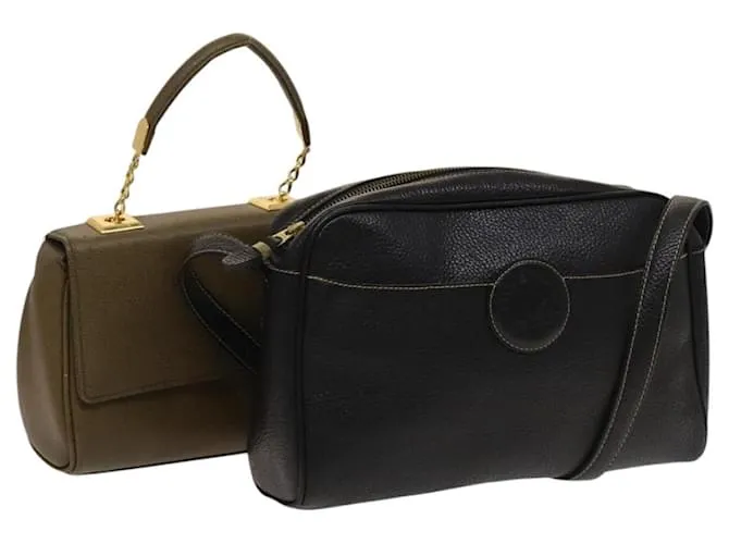 Borsa a Spalla GIVENCHY in Pelle 2 Set Marrone Nero Oro Auth bs27411 D'oro