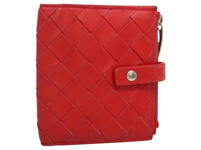 Autre Marque Portafoglio Bifold in Pelle Intrecciato Rosso Autentico BOTTEGA VENETA bs28002