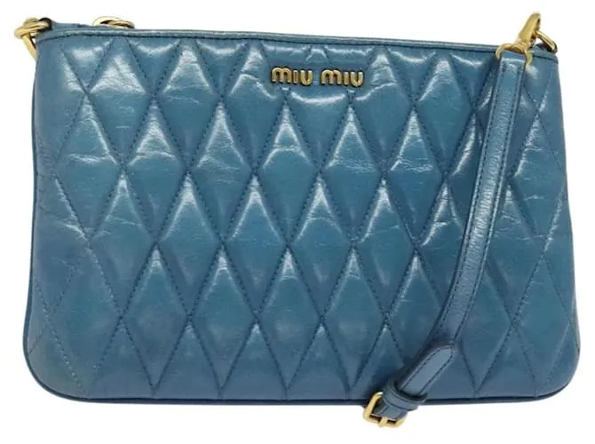 Borsa a Spalla Miu Miu in Pelle Blu Oro Auth 130936 D'oro