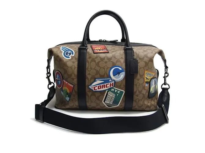 Borsa Boston Patch Signature di Coach Nero Multicolore Marrone scuro