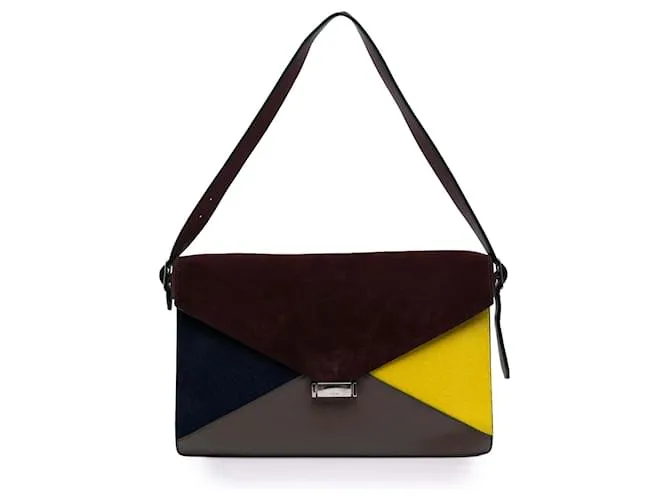 Diamond Céline Clutch in pelle scamosciata rossa in vitello e pelo di pony di Celine con diamante Rosso