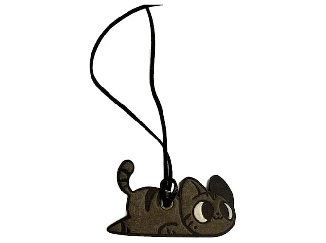 Autre Marque Charm in pelle gatto verde militare