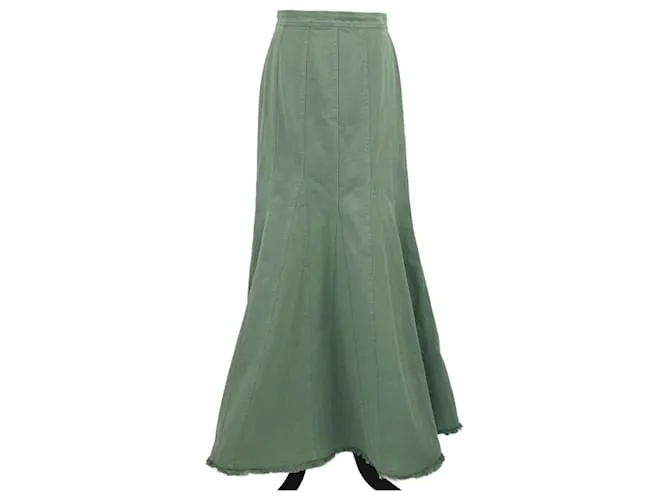 Gonna maxi verde militare con bordo grezzo Max Mara