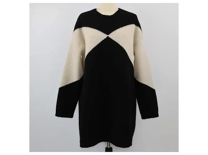 Abito midi lavorato a maglia Valentino nero/beige