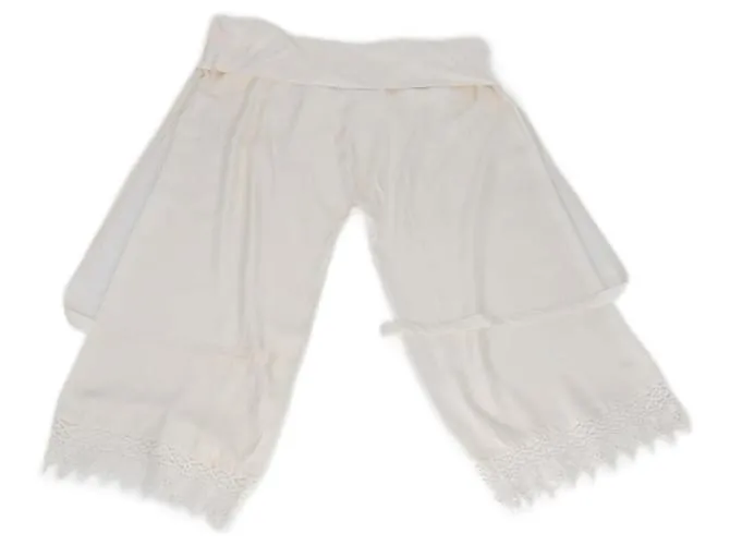 Pantaloni con cintura in macramè bianco sporco con pizzo Loewe